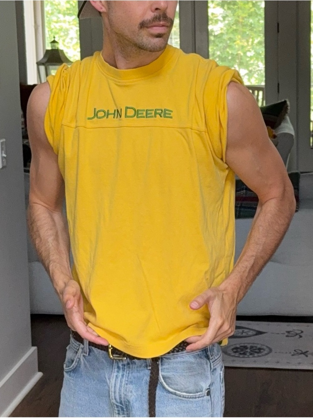 🚜 John Deere Embroidered Logo Yellow T-Shirt Youth Large 14–16